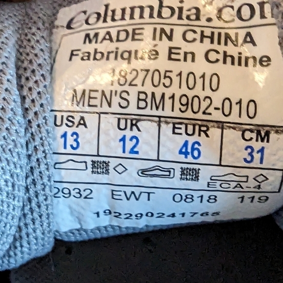 COLUMBIA Hiking Shoe, gray mens size 13 - Picture 4 of 14